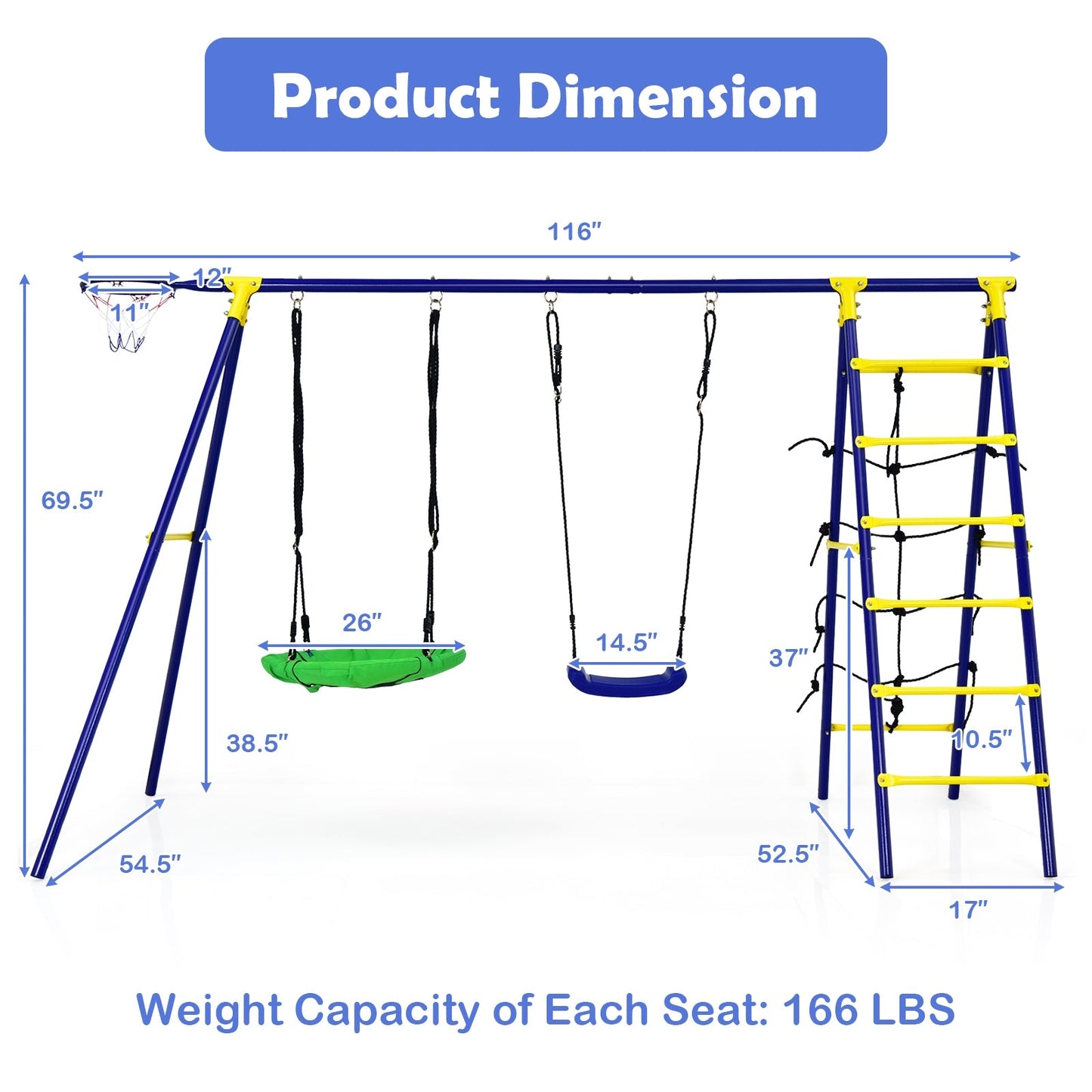 Set de Columpios para Niños 5 en 1 con Estructura en A