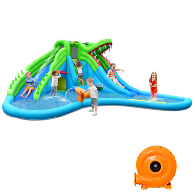 Tobogán de Agua Inflable Cocodrilo con Ventilador de 780W