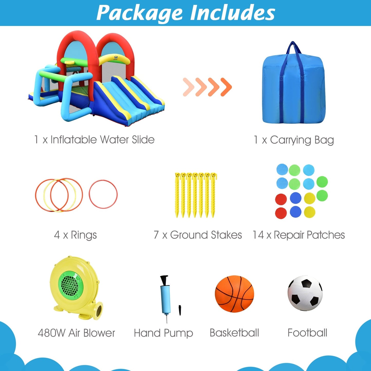 Inflatable Jumping Castle with Dual Slides & Blower