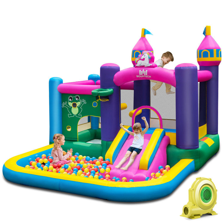 Castillo Inflable Unicornio 6 en 1 para Niños con Ventilador