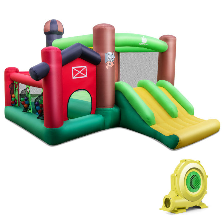 Castillo Inflable Temático de Granja 6 en 1 con Trampolín
