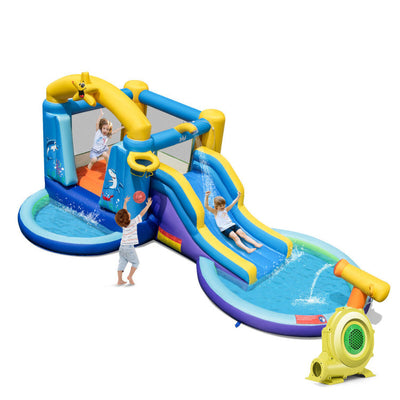Inflatable Ocean-Themed Bounce House with Blower & Pools