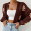 Christmas Embroidery Pattern Knitted Cardigan