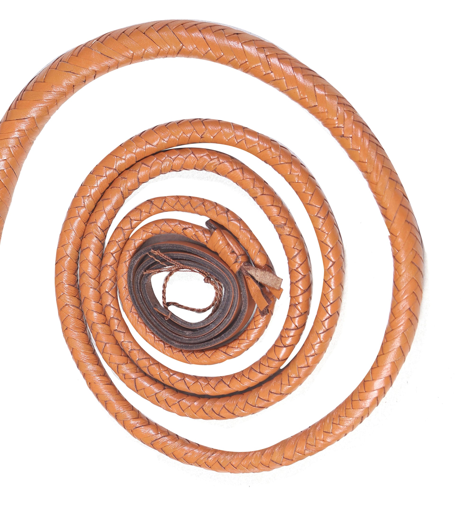 Expertly Crafted Tan Leather Bull Whip with Convenient Belt Holder – Available in 4ft to 16ft - Korvel