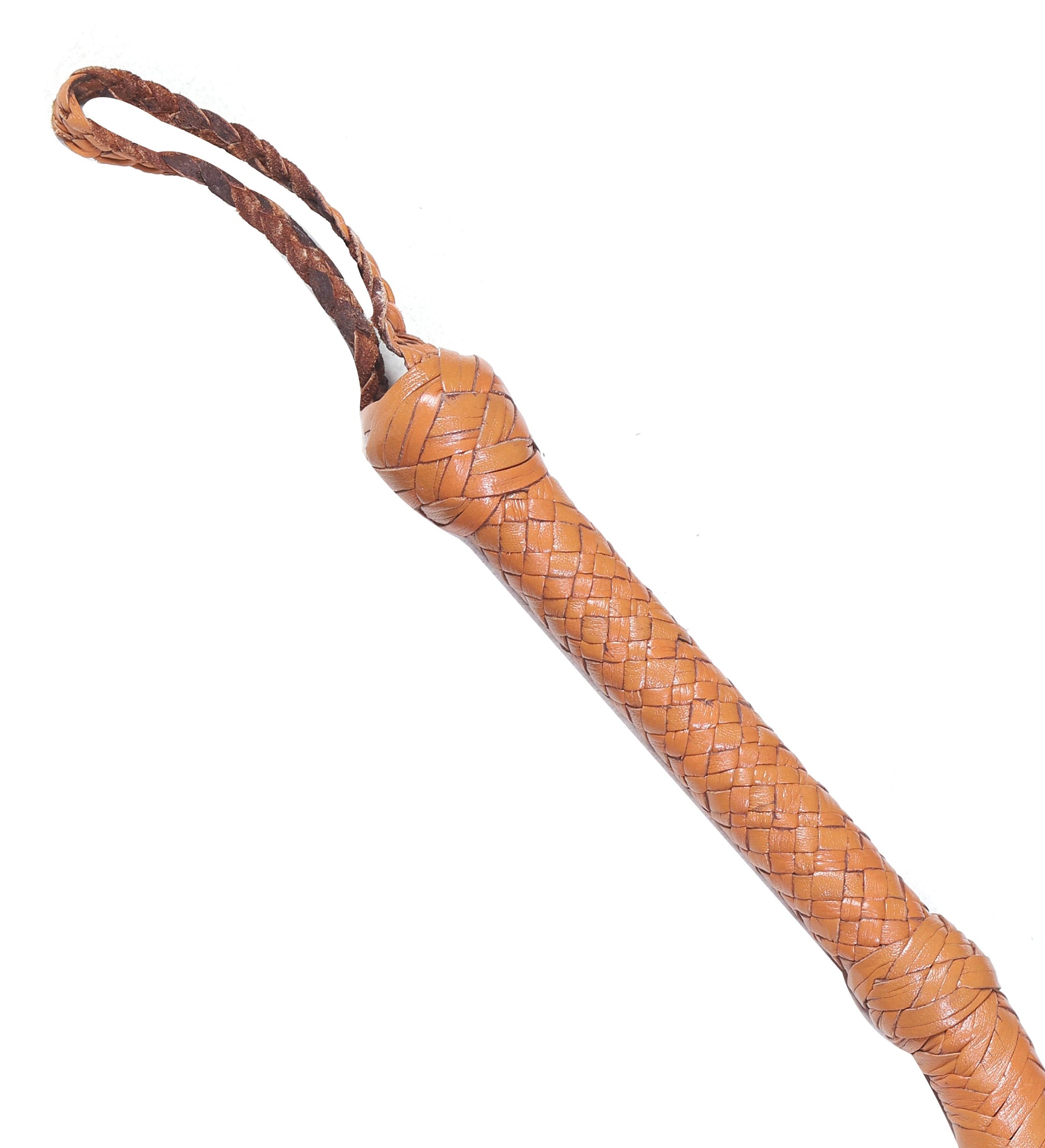 Expertly Crafted Tan Leather Bull Whip with Convenient Belt Holder – Available in 4ft to 16ft - Korvel
