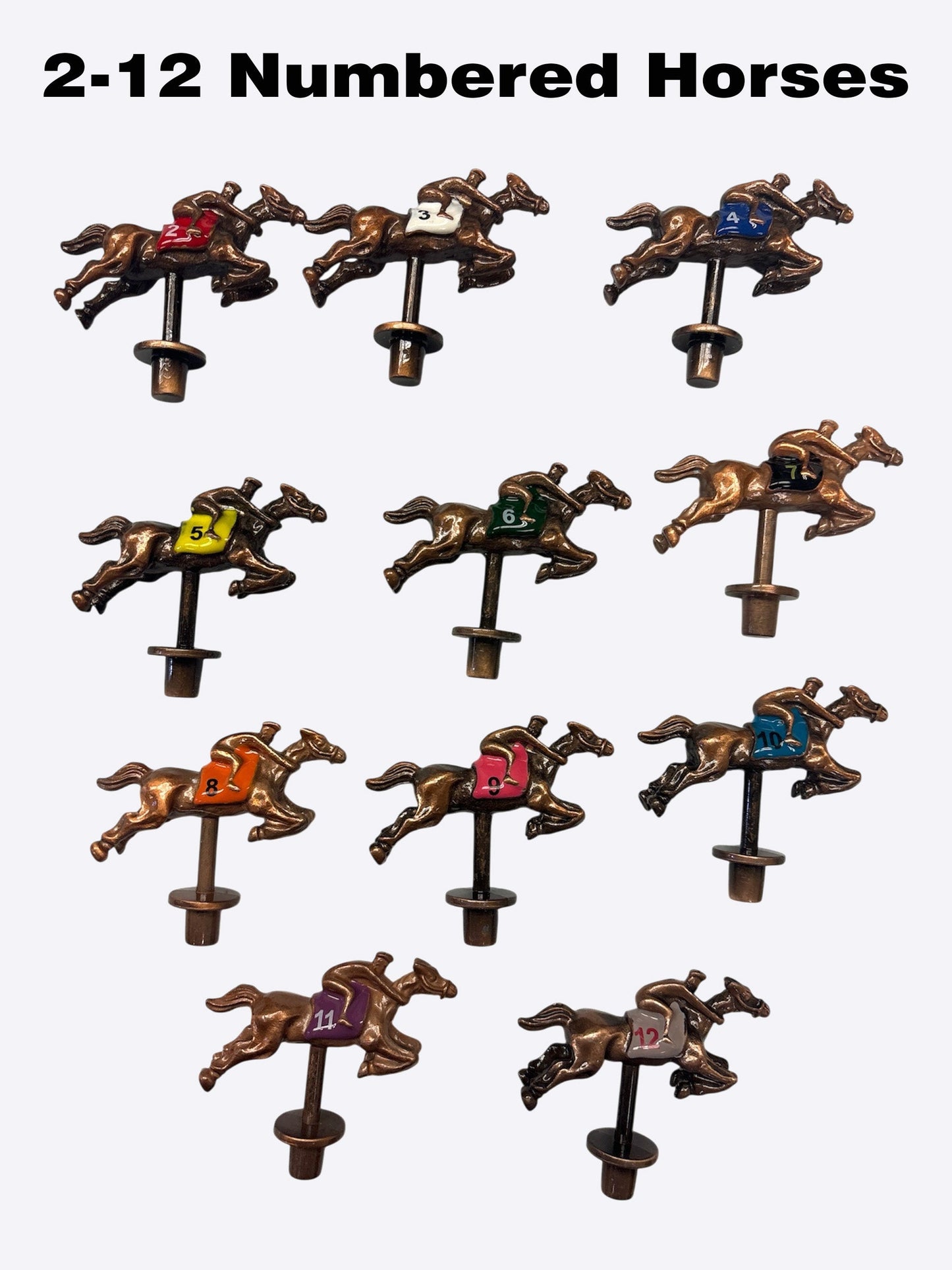 Juego de carreras de caballos premium de rayas marrones XL 18x30 - Números del 2 al 12 de metal resistente