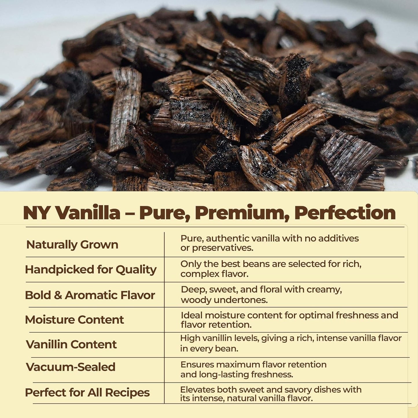 Découpes de gousse de vanille premium - 1 lb. Grade B
