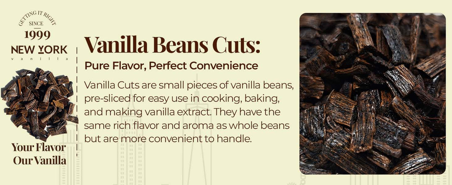 Cortes de Vainilla Premium - 1 lb. | Sabor Conveniente de Vainas de Vainilla Enteras