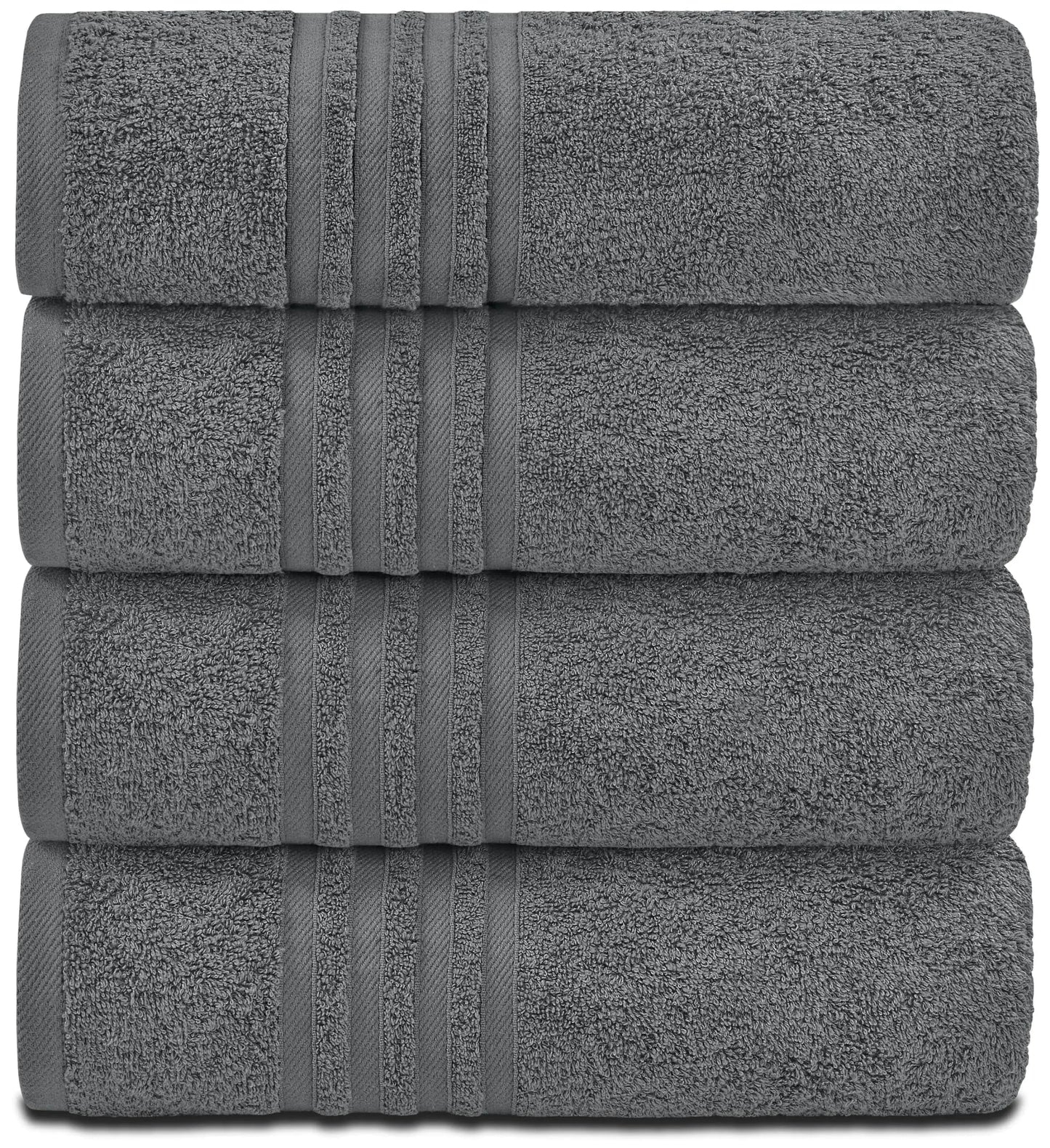 Juego de 4 toallas de baño grises Wealuxe - Toallas de cuerpo de algodón premium