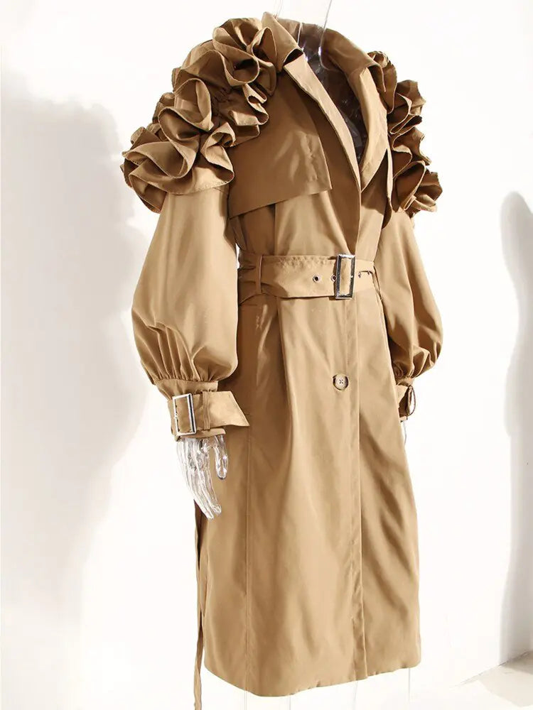 Manteau Trench à Volants
