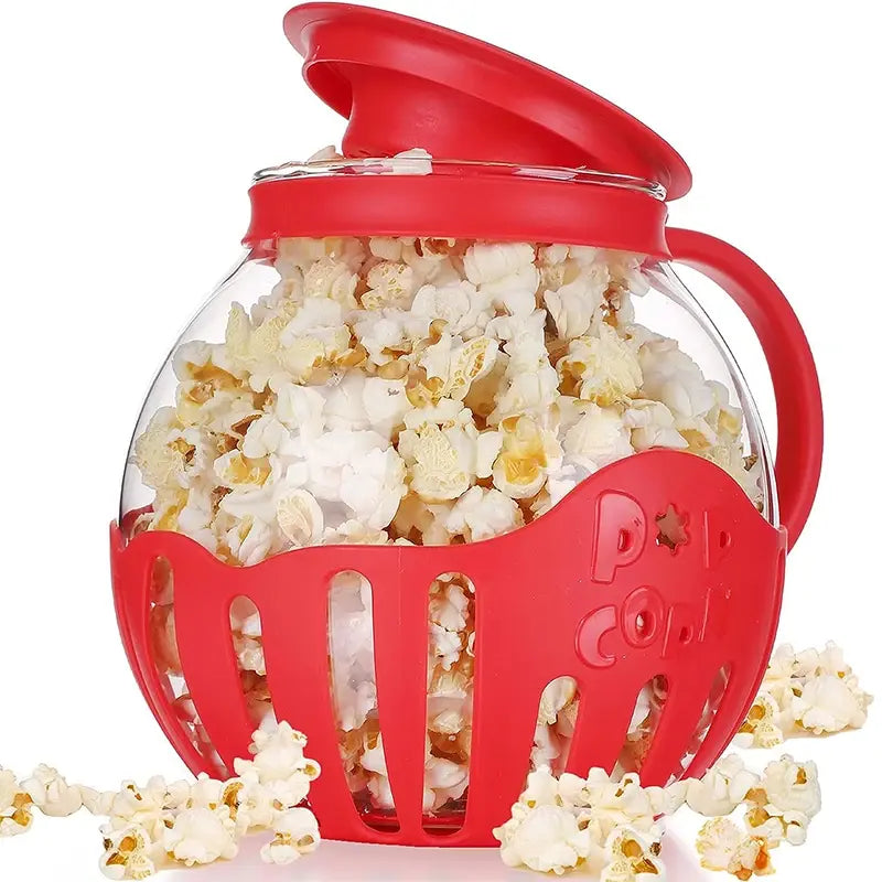 Poper de Palomitas de Maíz de Vidrio para Microondas con Tapa de Silicona