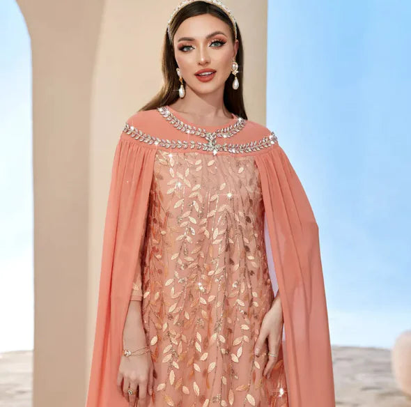 Vestido de Capa de Moda con Bordado de Malla
