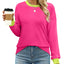 WIHOLL Haut Tunique à Manches Longues Rayé pour Femmes - Rose Fuchsia, X-Large