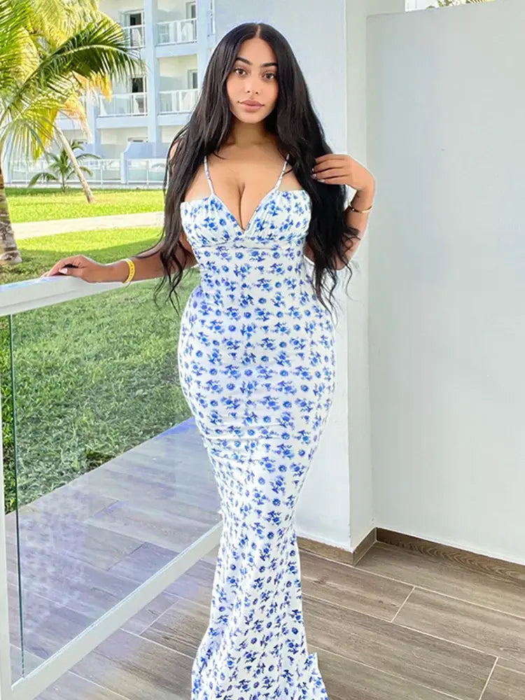 Vestido Largo Floral Elegante Hugcitar para Mujeres