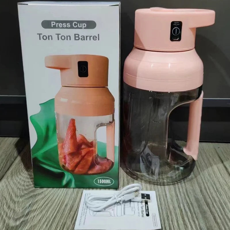 Portable Electric Juicer with 1500ml Capacity - USB Rechargeable