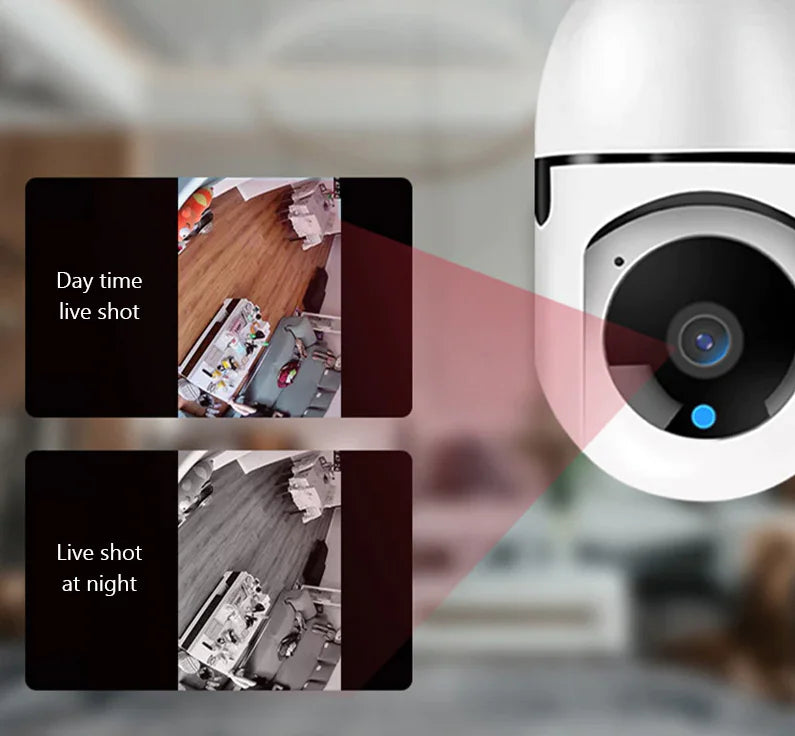 Caméra de Bulbe Éclairant IP E27 1080P 360° - Sécurité Domestique Intelligente
