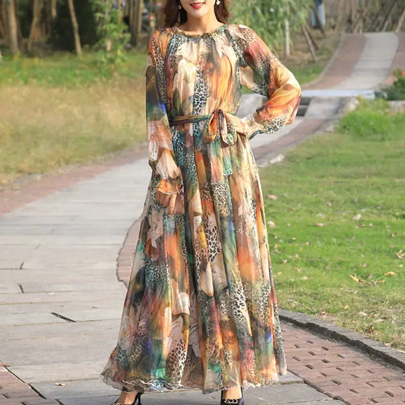 Elegant Floral Printed Maxi Dress