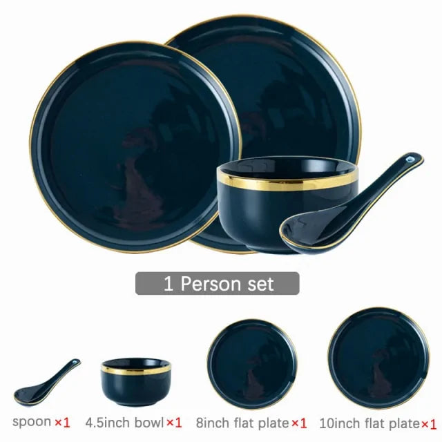 Elegant Blue Porcelain Dinner Plates