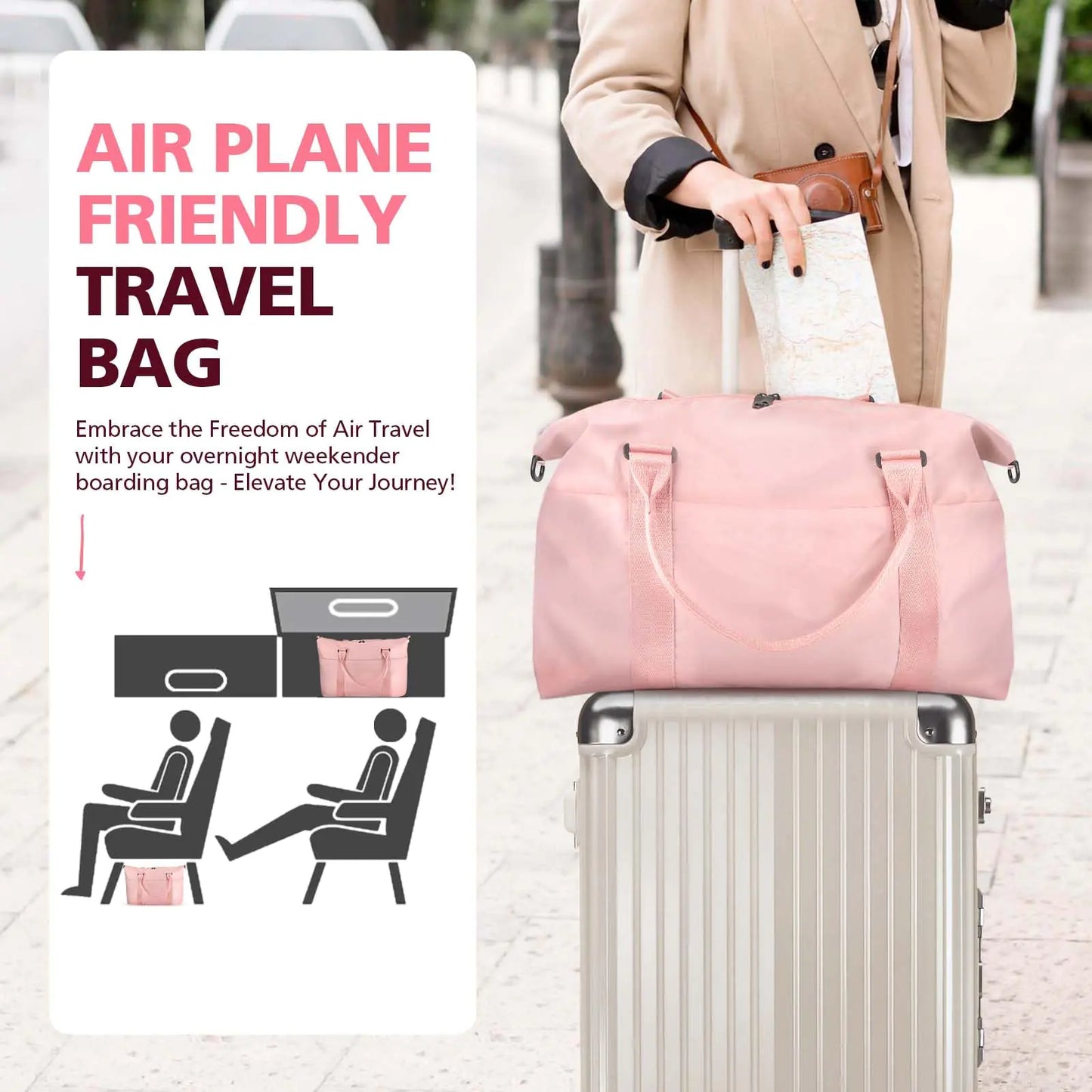 Premium Waterproof Travel Duffle Bag - Coral Pink