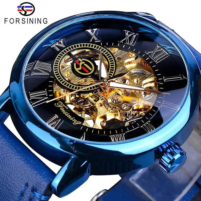 Men's Luxury Mechanical Watch with Leather Band