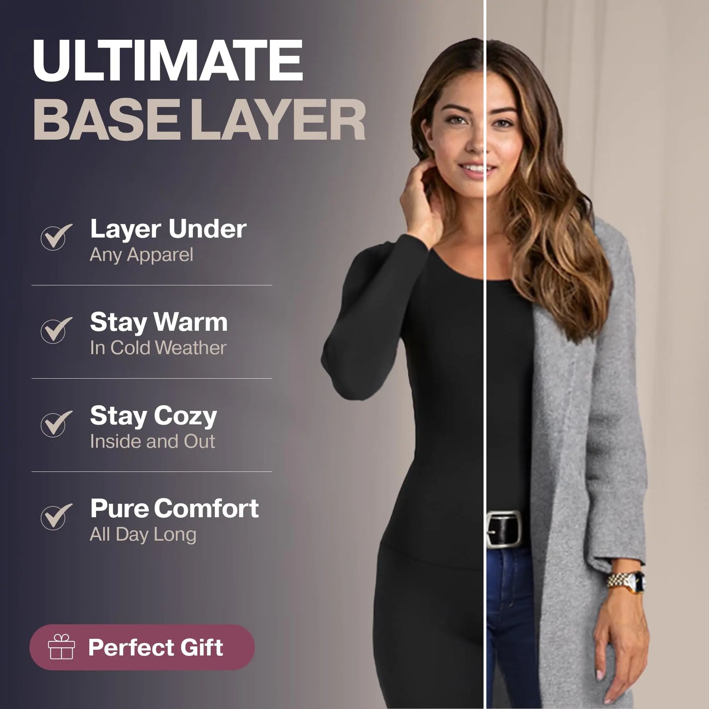 Thermajane Women's Fleece Lined Long Johns - Cold Weather Base Layer