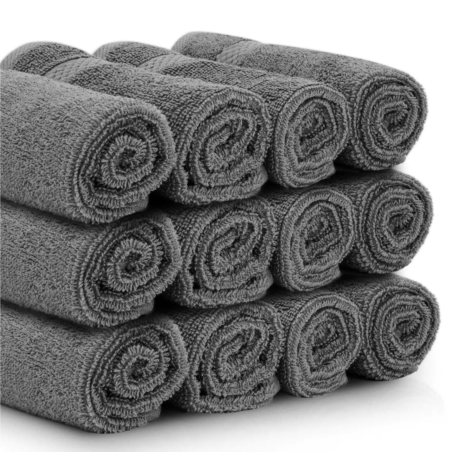 Toallas de mano de lujo gris oscuro - Set de 12, 13x13 pulgadas