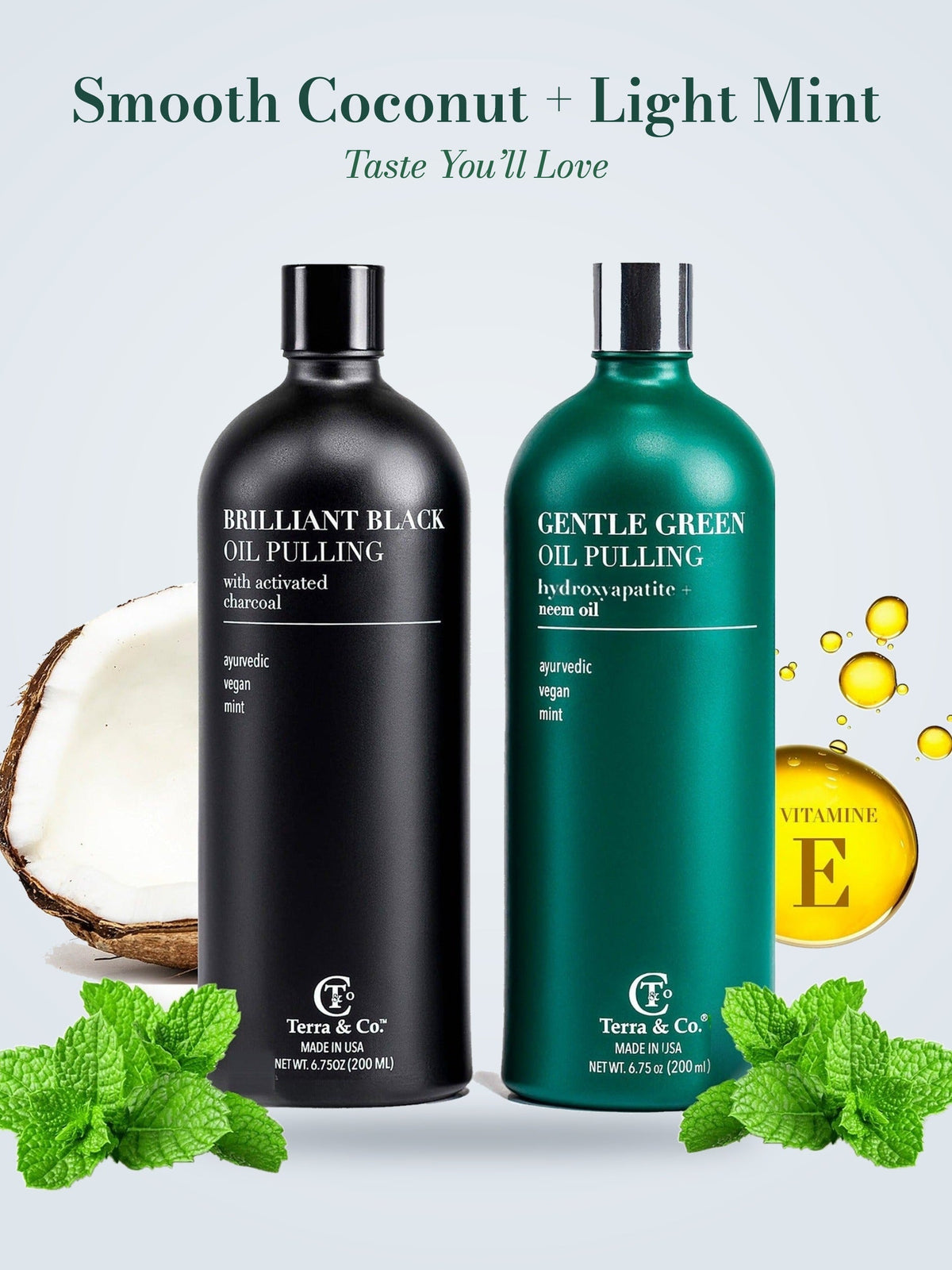Terra & Co.® Paquete de Aceite de Tirar – Verde Suave + Negro Brillante