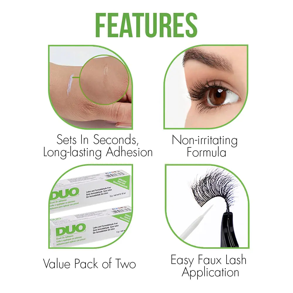DUO Colle à Faux Cils en Gel - Transparent, Séchage Rapide, 2-Pack