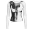 Camiseta de manga larga recortada con estampado gráfico grunge para mujeres