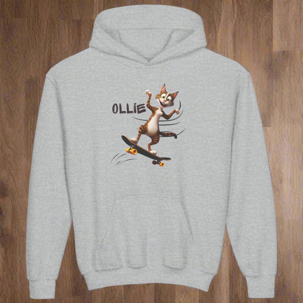 Whimsical Cat Youth Hoodie - Fun & Stylish Sweatshirt for Kids - Korvel