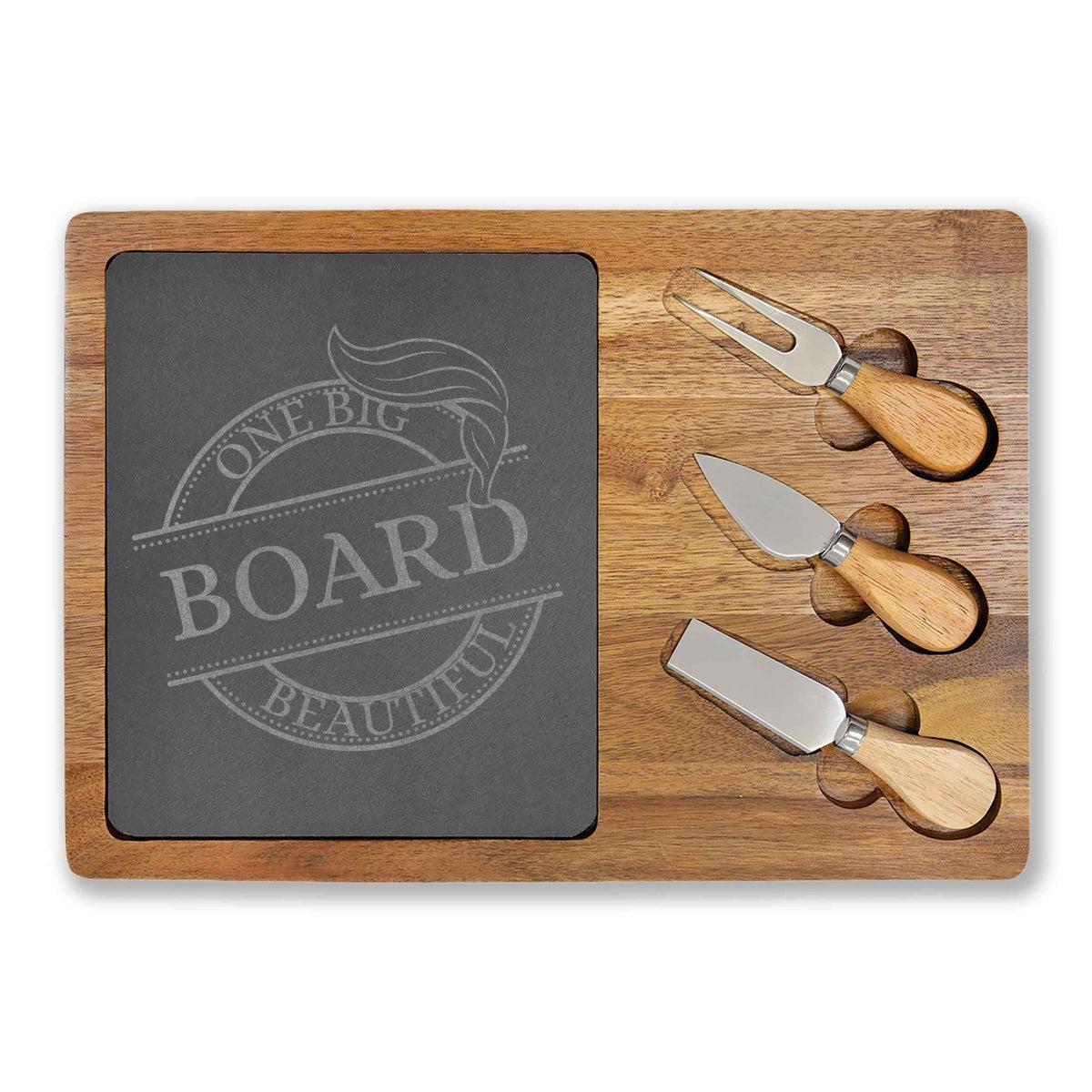 One Big Beautiful Board – Parody Slate & Acacia Charcuterie Set