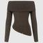 One shoulder autumn/winter sweater goodbuck letter slim fit top versatile diagonal hem - Korvel