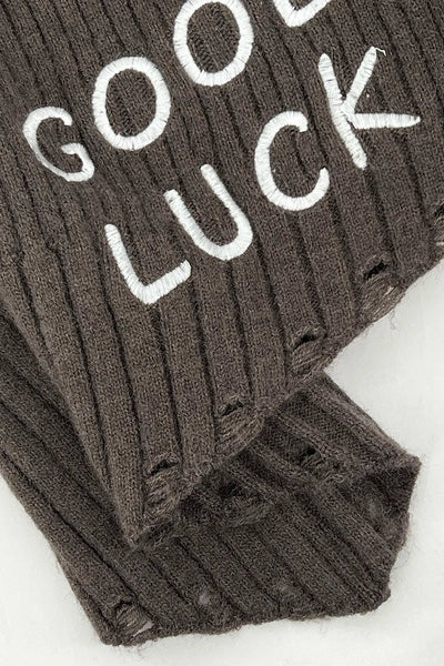 One shoulder autumn/winter sweater goodbuck letter slim fit top versatile diagonal hem - Korvel