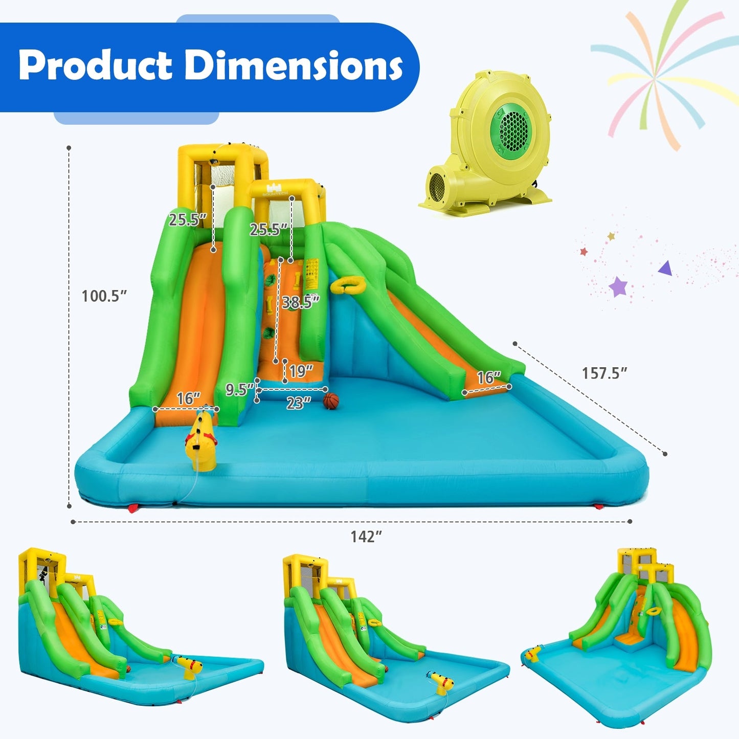 Castillo Inflable de Agua para Niños con Soplador