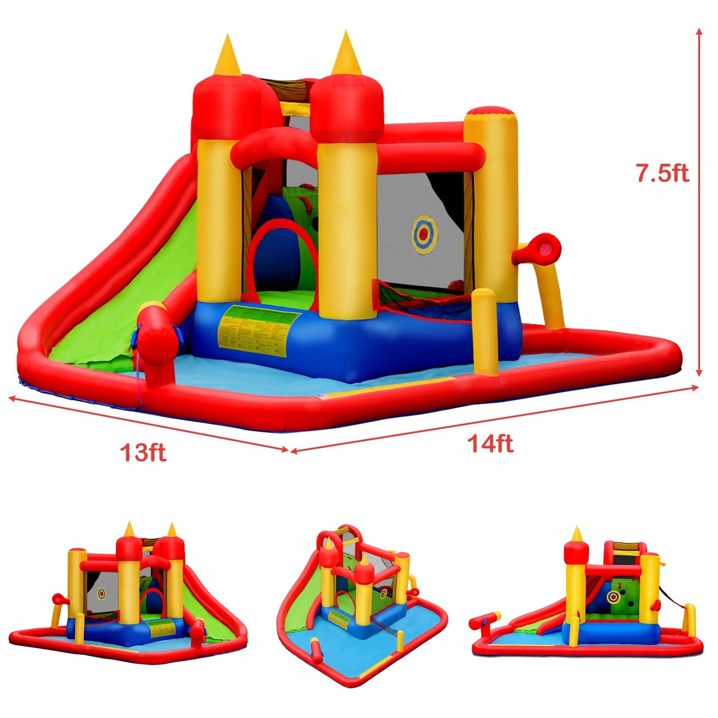 Gbruno Inflatable Water Slide Bounce House with Blower
