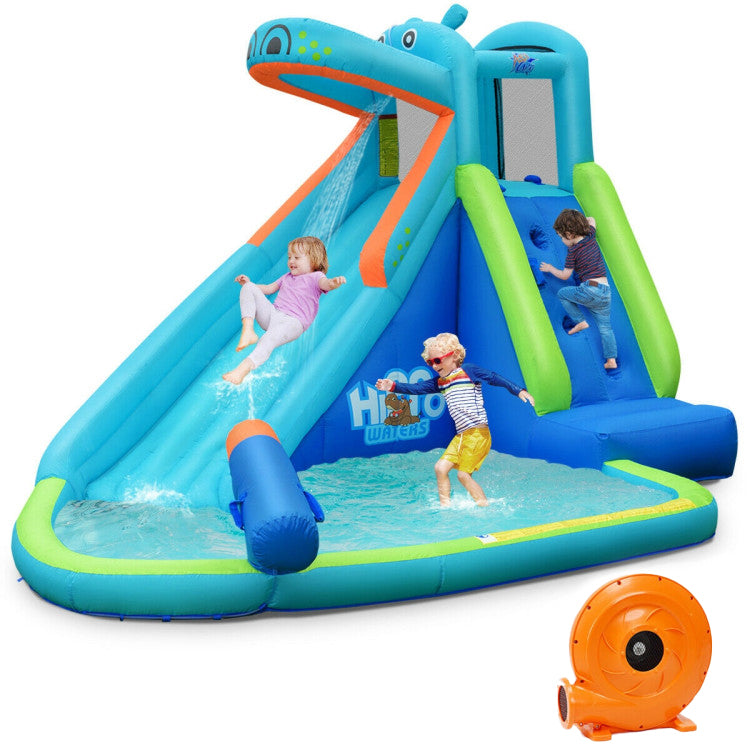 Château gonflable avec toboggan Hippo et souffleur