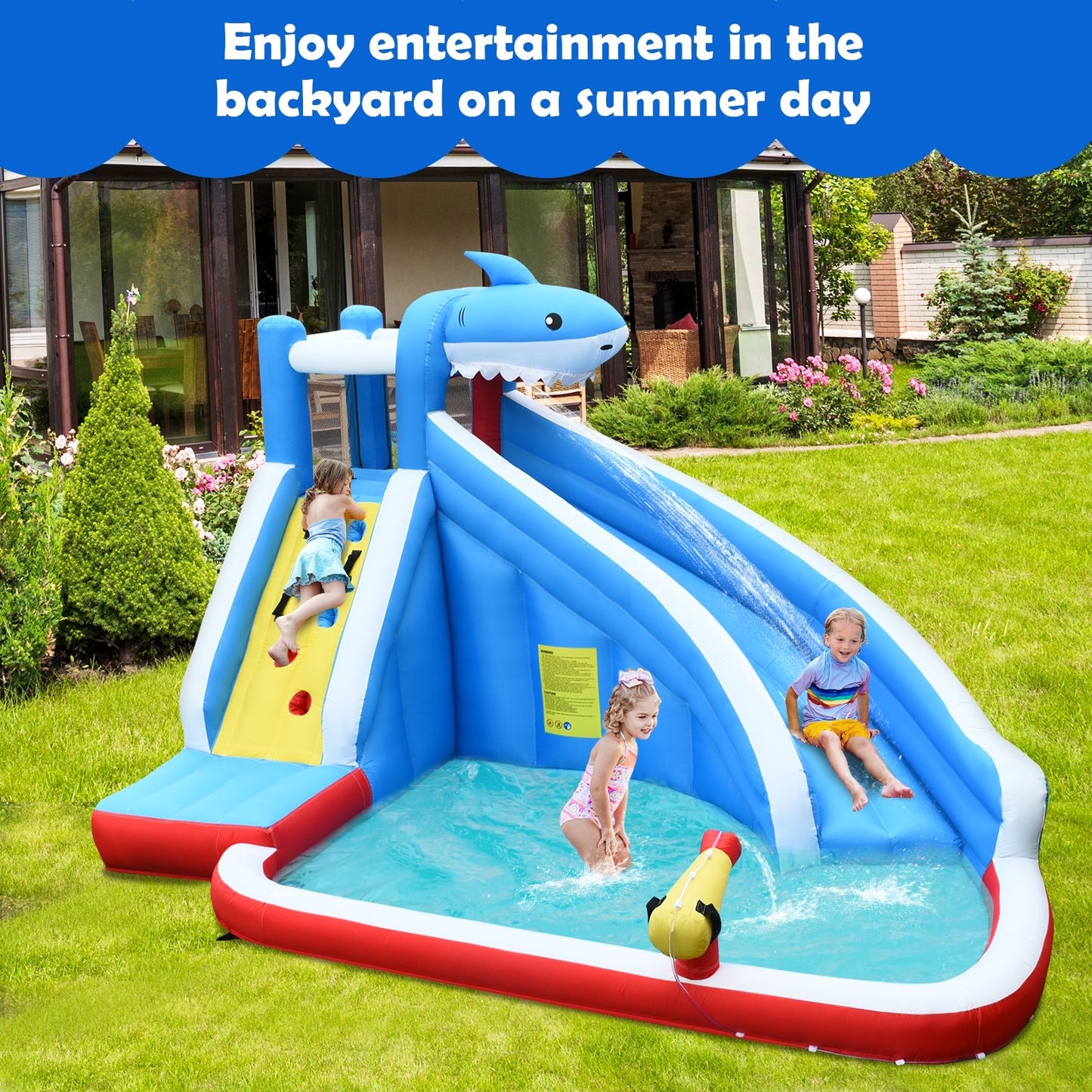 4-in-1 Inflatable Water Slide Park with Long Slide