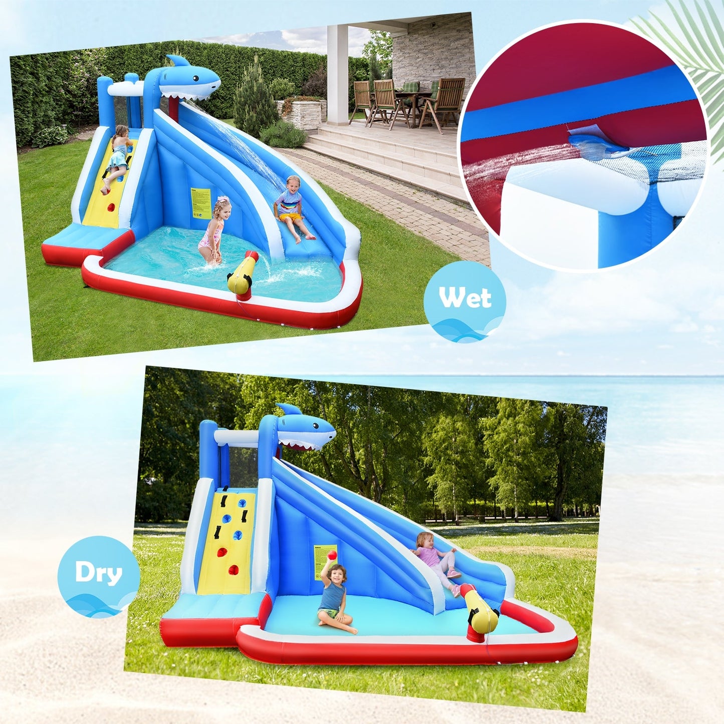 4-in-1 Inflatable Water Slide Park with Long Slide
