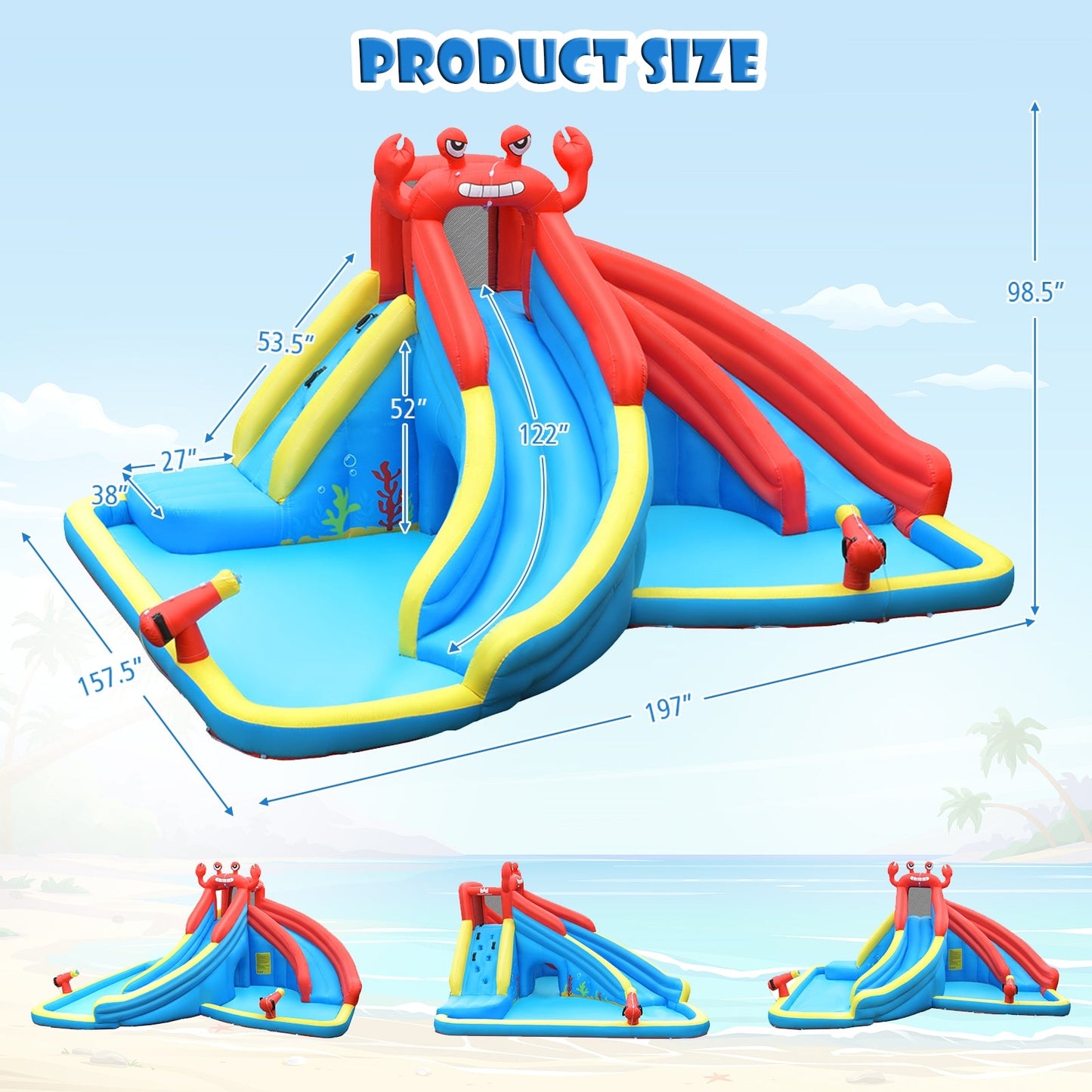 Inflatable Crab Dual Slide Bounce House for Outdoor Fun