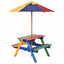 4 Seat Kids Picnic Table with Umbrella - Multicolor