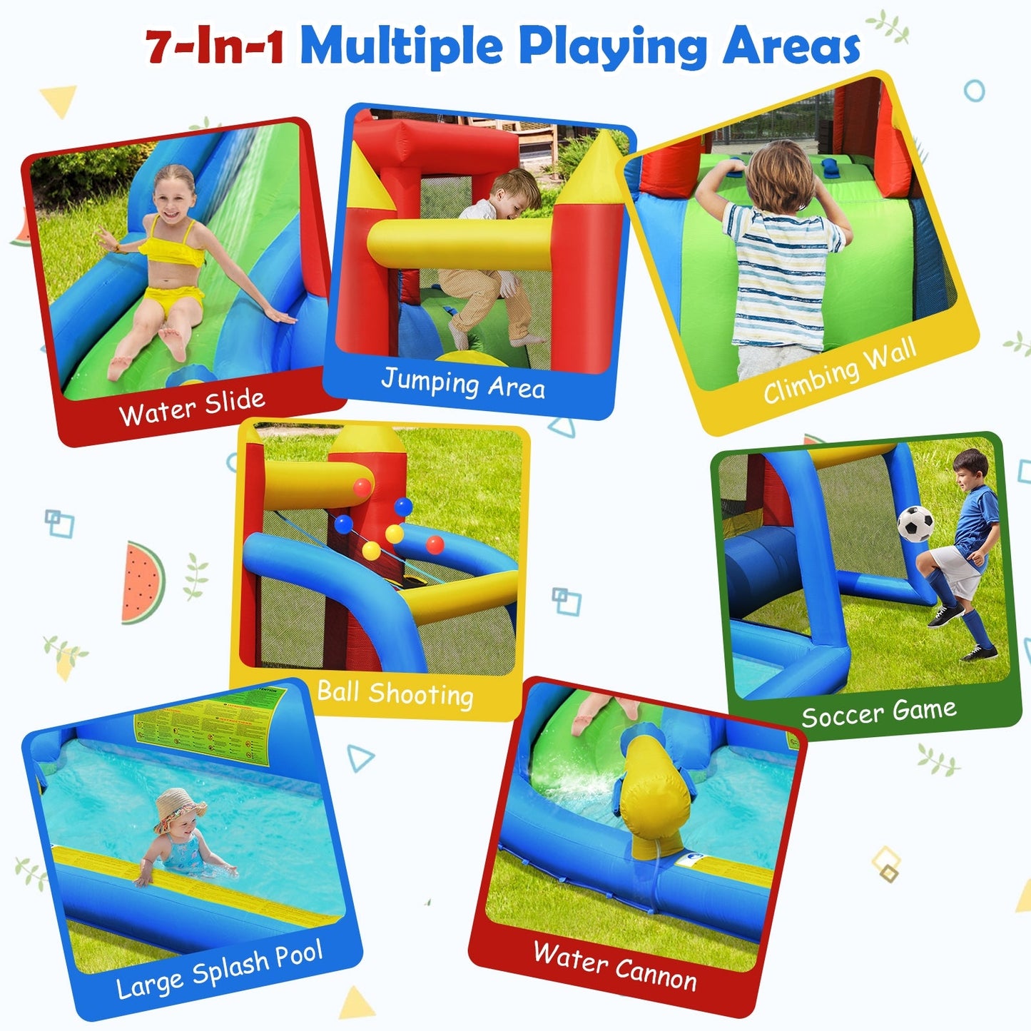 Casa Inflable de Salto y Piscina Splash con Tobogán de Agua