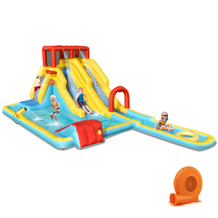 7-in-1 Inflatable Dual Slide Water Park with Blower