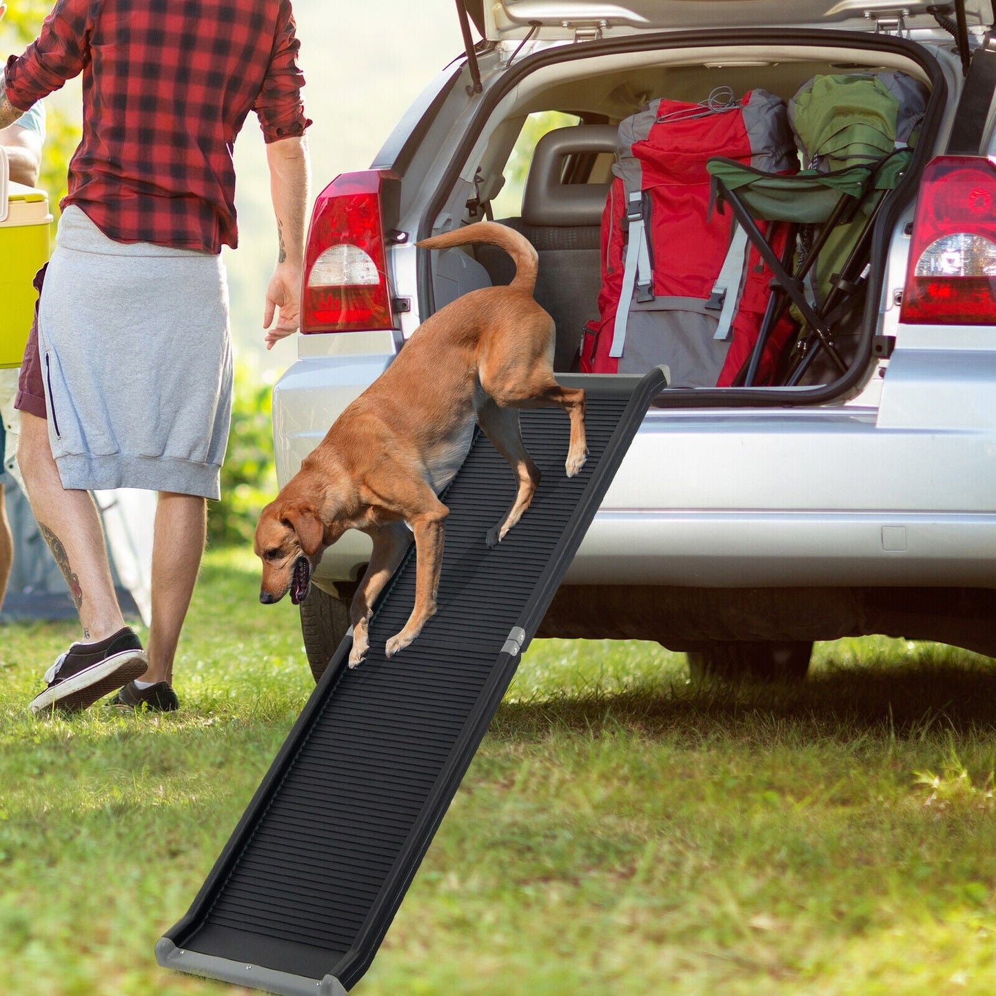 63-Inch Folding Pet Ramp with Steel Frame