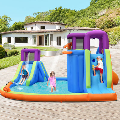 Château Gonflable à Double Toboggan Aquatique 6-en-1