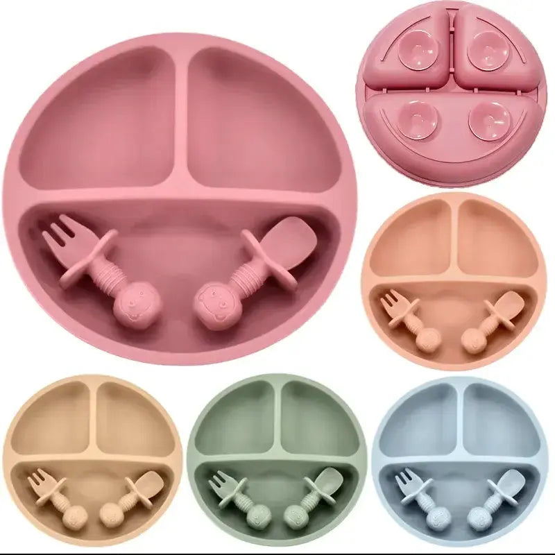 Ensemble de Assiette en Silicone pour Bébé Premium pour une Alimentation Sûre