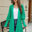 Open Front Lantern Sleeve Cardigan - Korvel