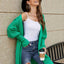 Open Front Lantern Sleeve Cardigan - Korvel