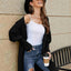 Open Front Lantern Sleeve Cardigan - Korvel