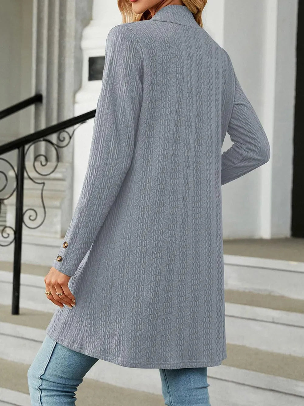 Open Front Long Sleeve Cardigan - Korvel