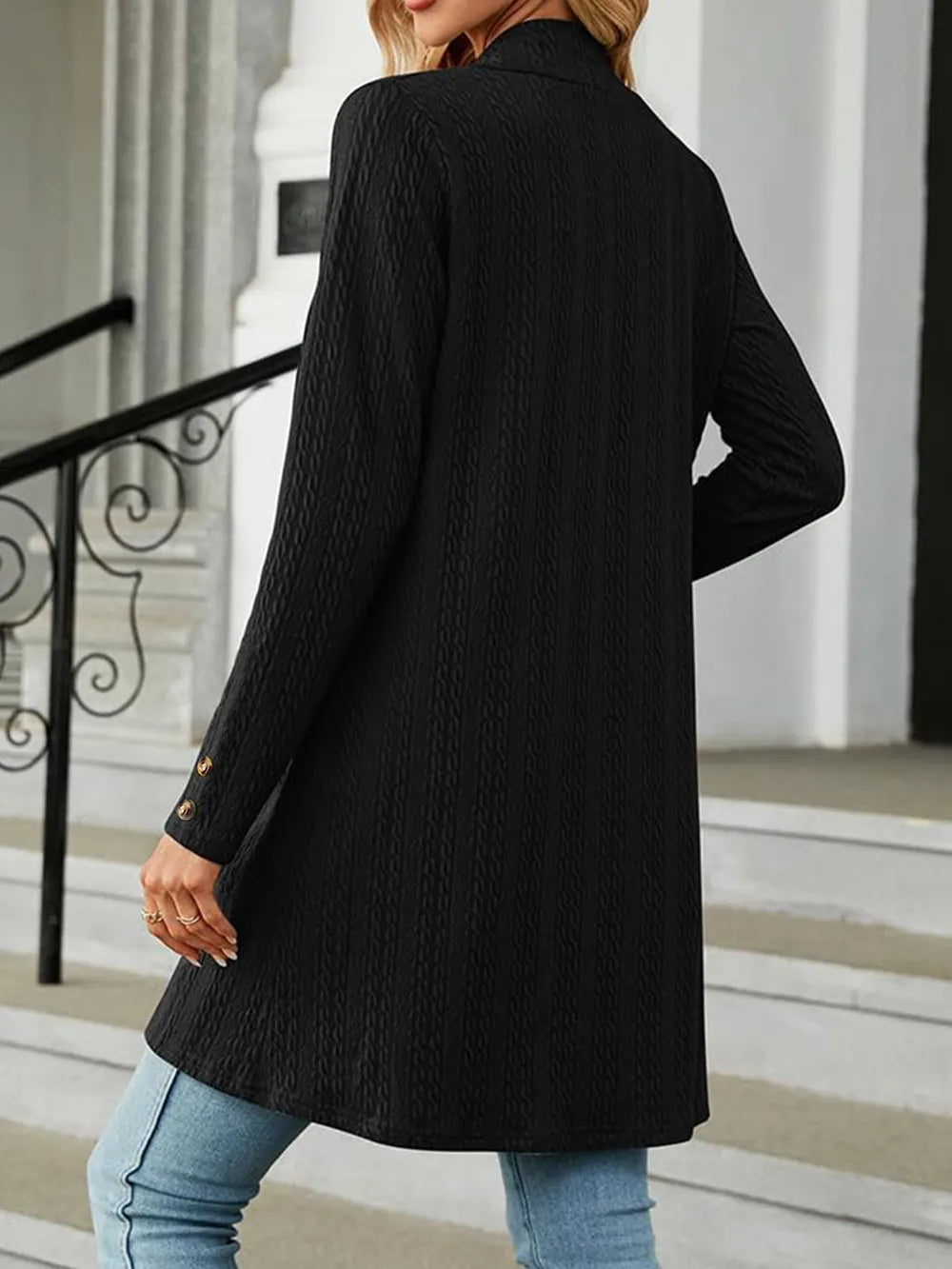 Open Front Long Sleeve Cardigan - Korvel